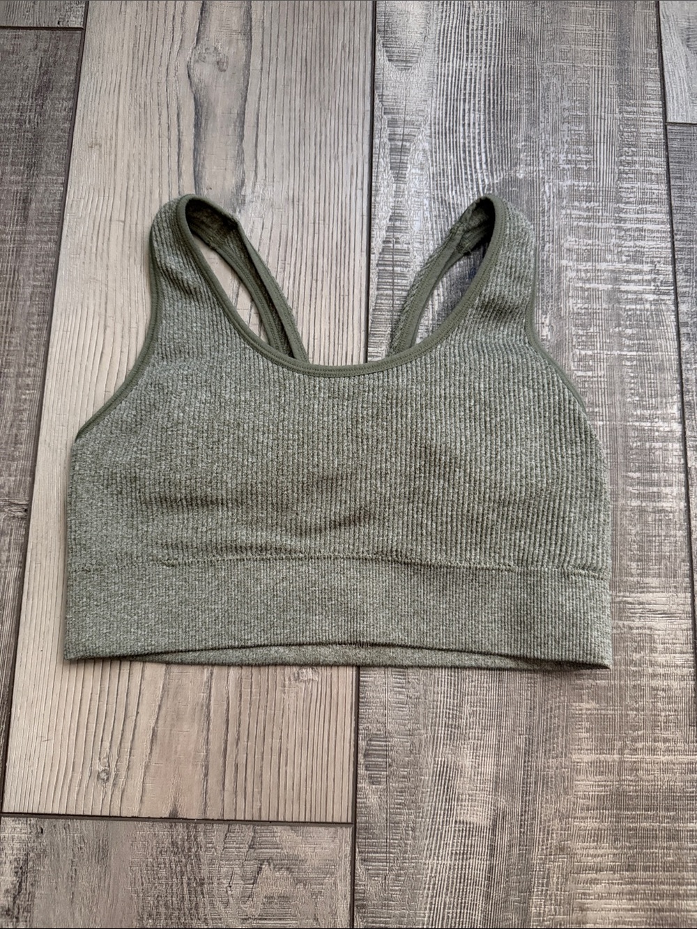 aerie Ribbed Olive Sports Bralette - Green